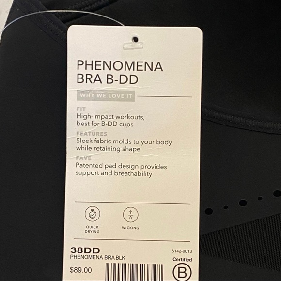 Athleta Phenomena Cross-back Bra Black 38DD (E) NWT - Picture 7 of 9